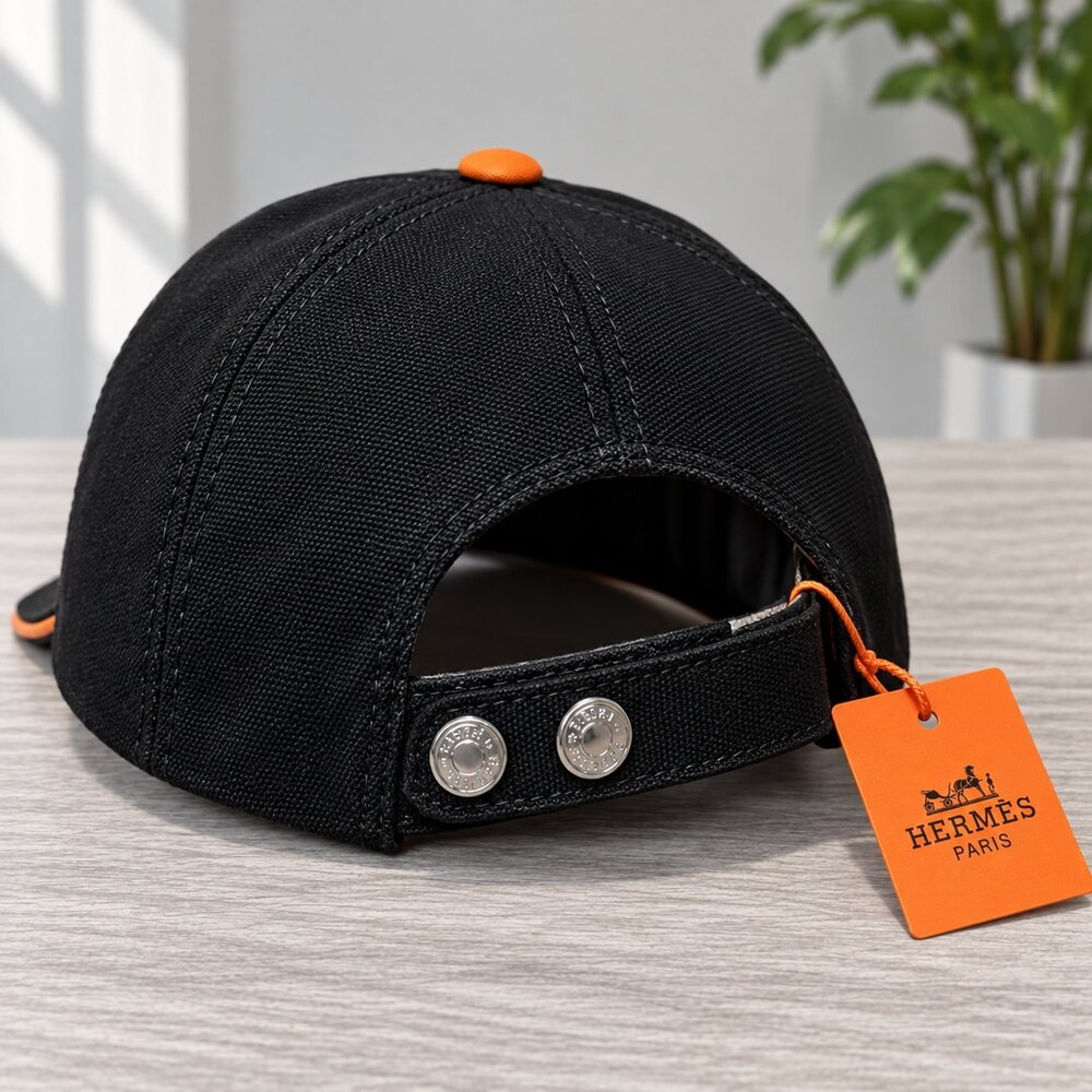 Hermes Black Orange H Logo Cap - Picture 4 of 6